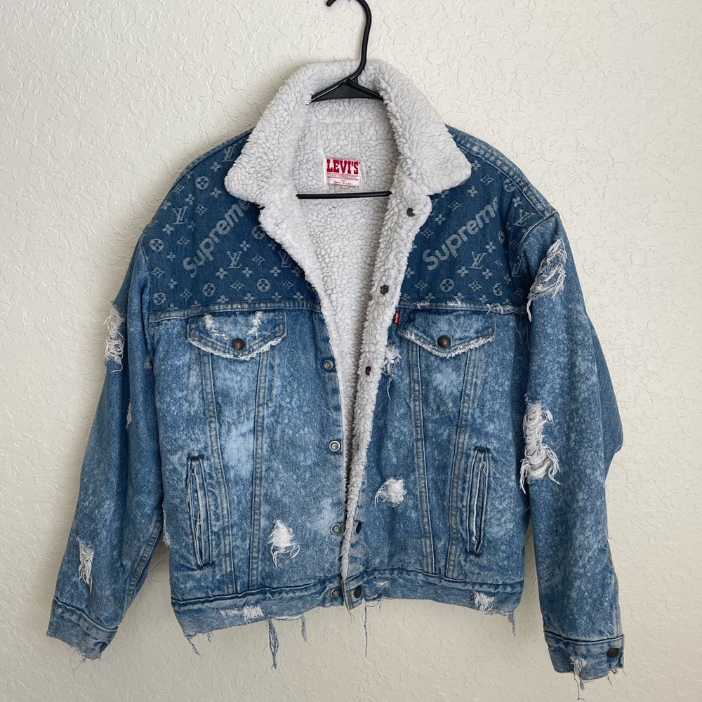 Levi handmade/repurposed Louis Vuitton denim jacket